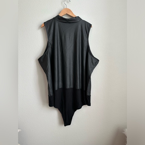 Torrid 6X Black Mock Neck Faux Leather Bodysuit - Picture 4 of 6